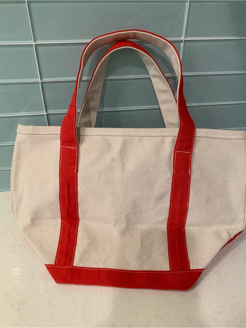 Small Canvas Tote Beaded Nautical Anchor Red Trim and Beaded Chain Pouch NWT - Picture 10 of 14